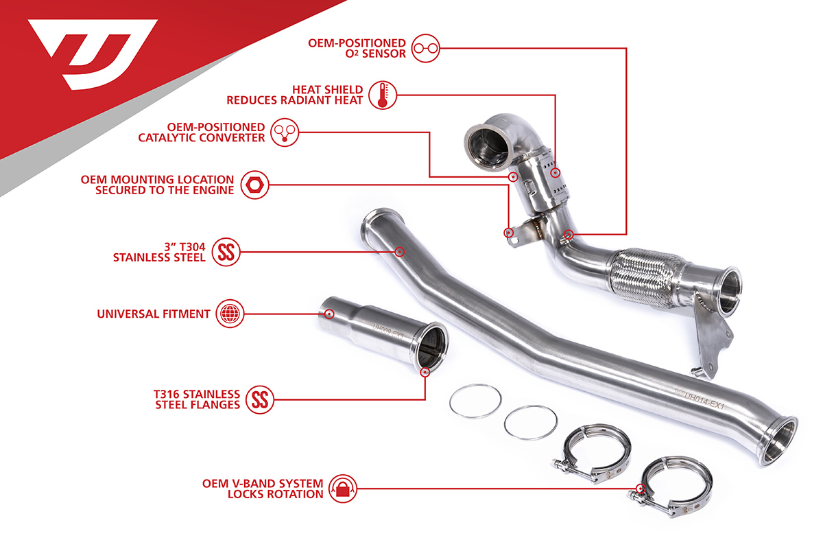 Downpipe Exhaust for Golf R and S3 by Unitronic