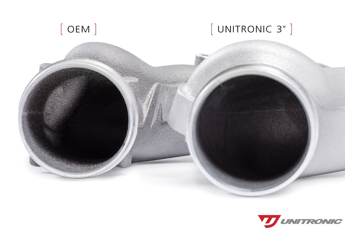 Unitronic Inlet Elbow VS OEM Opening Side by Side