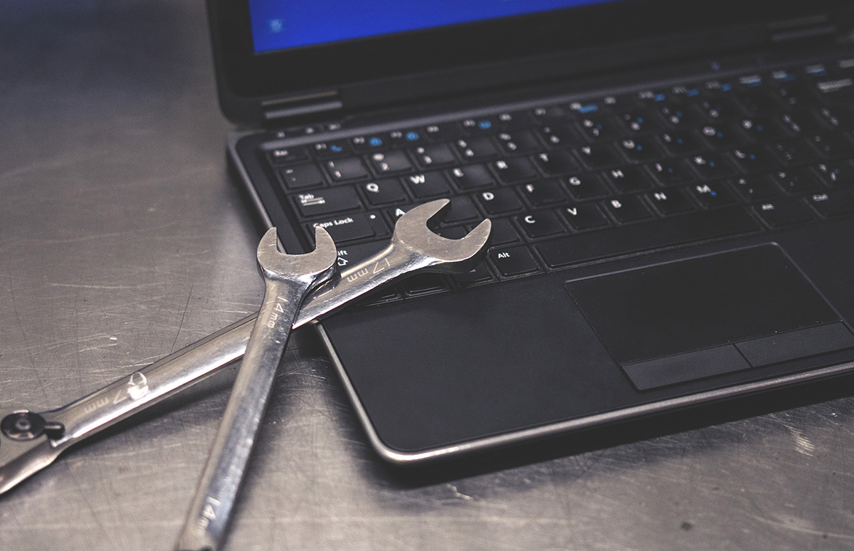 laptop and tools