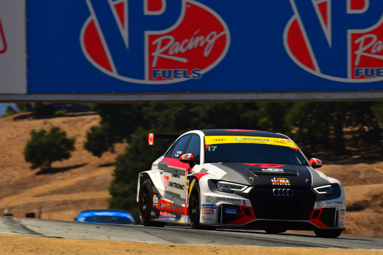 Unitronic Audi RS 3 LMS TCR at Laguna Seca in Front Honda